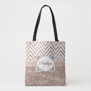 Glitter & Chevron Tote Bag