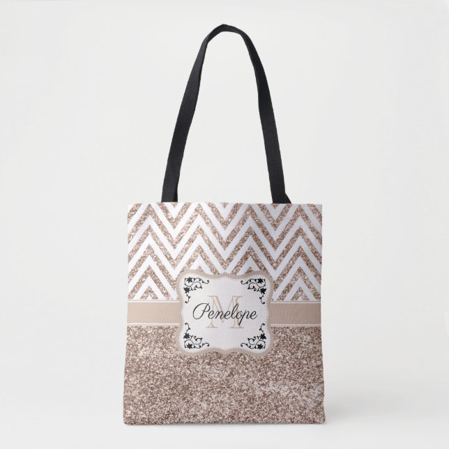 Glitter & Chevron Tote Bag (Front)