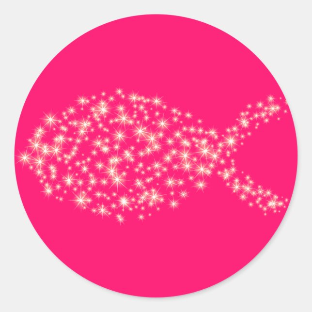 Glitter Christian Fish Symbol Classic Round Sticker (Front)