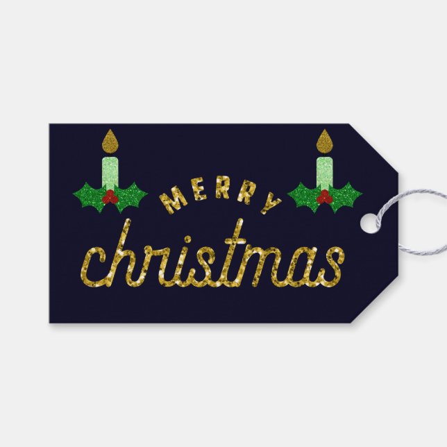 Glitter Christmas Candle Gift Tags (Front (Horizontal))