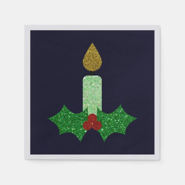 Glitter Christmas Candle Napkins (Front)