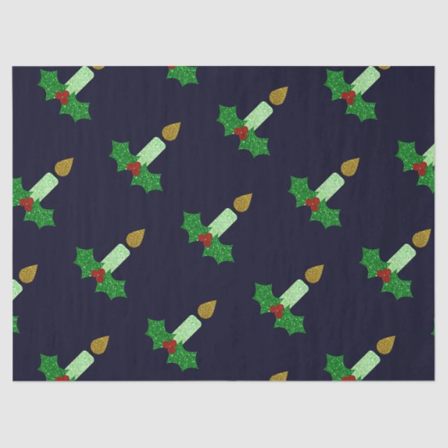 Glitter Christmas Candle Tissue Paper (Front)