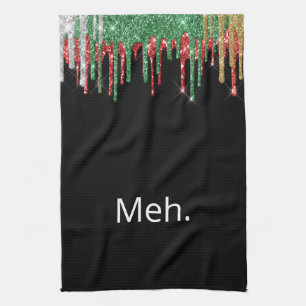 Glitter Christmas Funny Tea Towel