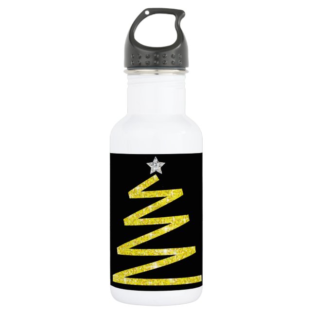Glitter Christmas tree 532 Ml Water Bottle (Front)