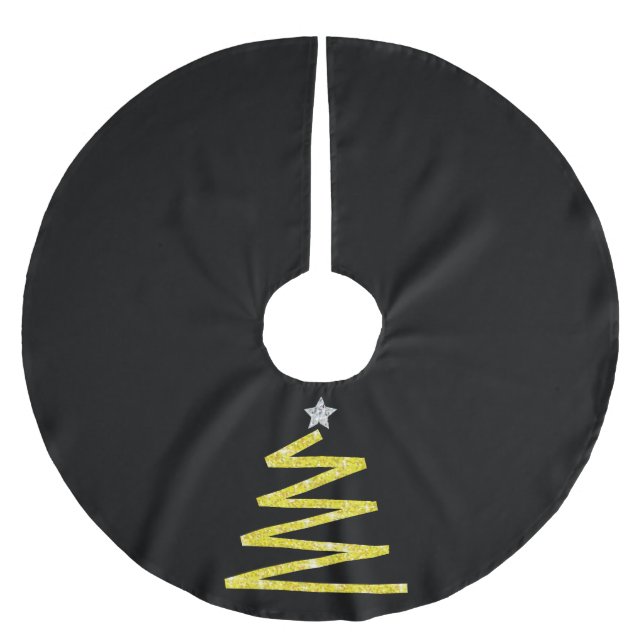 Glitter Christmas tree Brushed Polyester Tree Skirt (Front)
