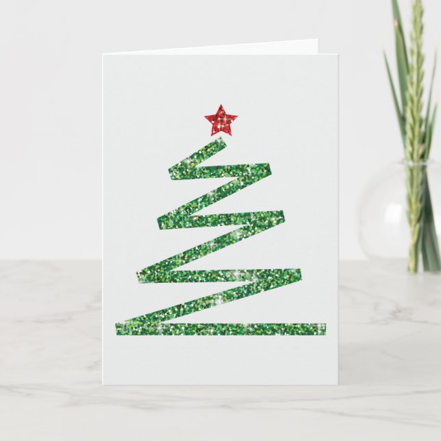 Glitter Christmas tree Holiday Card (Front)