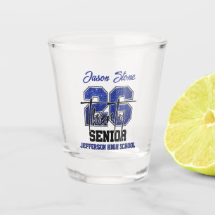 Glitter Class of 2026 Senior Typography Design Shot Glass