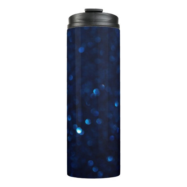 Glitter classic blue lights thermal tumbler (Front)