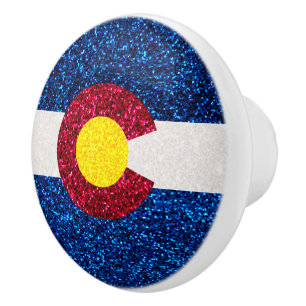 Glitter Colorado flag round cabinet pull knob