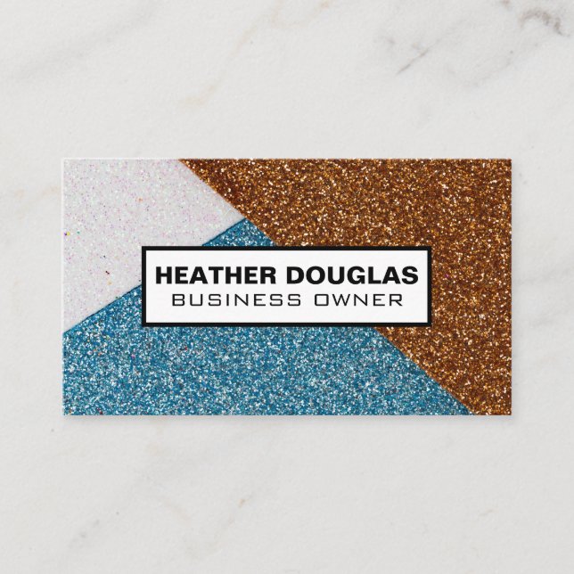Glitter Colour Block Business Card (Front)