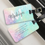 Glitter Colourful Glamourous Pretty Pattern Luggage Tag<br><div class="desc">Aesthetic pretty chic bokeh glitter background in beautiful pastel colours,  that you can personalise with your custom monogram and/or name.</div>