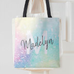 Glitter Colourful Glamourous Pretty Pattern Tote Bag<br><div class="desc">Aesthetic pretty chic bokeh glitter background in beautiful pastel colours,  that you can personalise with your custom monogram and/or name.</div>