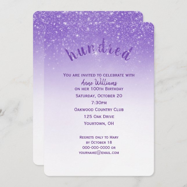 Glitter Confetti 100th Birthday Party Invitation (Front/Back)