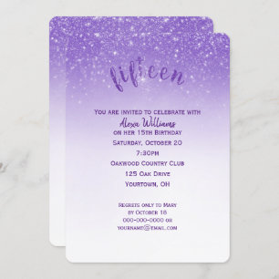 Glitter Confetti 15th Birthday Party Invitation