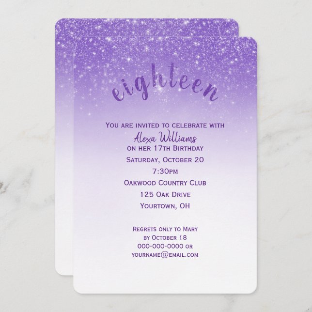 Glitter Confetti 18th Birthday Party Invitation (Front/Back)
