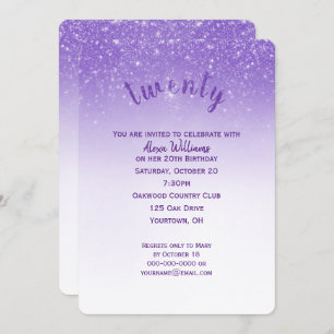 Glitter Confetti 20th Birthday Party Invitation