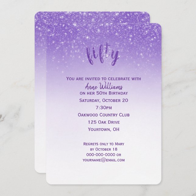 Glitter Confetti 50th Birthday Party Invitation (Front/Back)