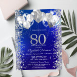 Glitter Confetti Balloons Navy Blue 80th Birthday Invitation<br><div class="desc">A modern,  chic and glamourous glitter confetti,  and balloons on a navy blue background.</div>