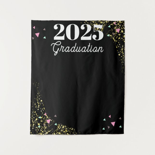 Glitter Confetti  Graduation  Backdrop Tapestry (Front)
