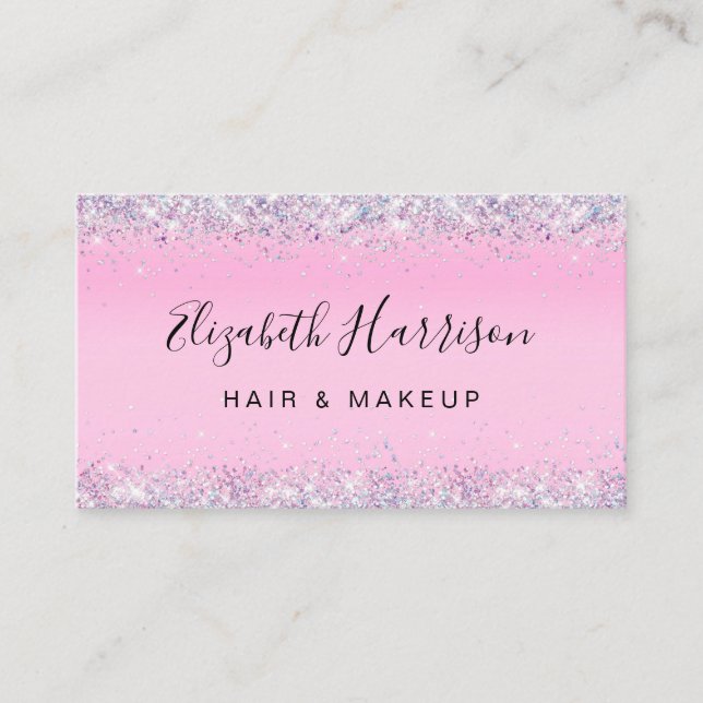 Glitter Confetti Pink Business Card (Front)