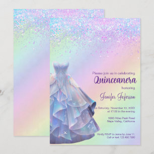 Glitter confetti Quinceanera Invitation