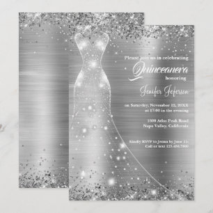 Glitter confetti Quinceanera Invitation