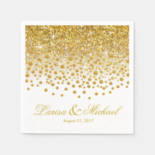 Glitter Confetti Shower gold white Napkin