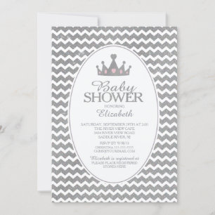 Glitter Crown Princess Baby Shower Invitatation Invitation