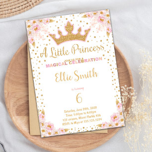 Glitter Crown Princess Birthday Invitations