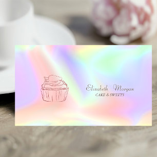 Glitter Cupcake Bakery Holographic Business Card