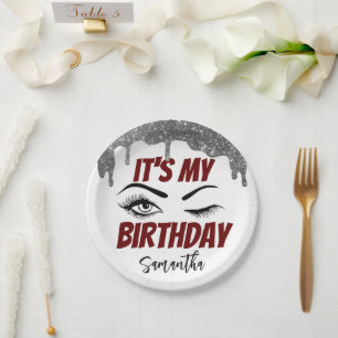 Glitter Cute Birthday 18th 21st 30th 50th Paper Plate