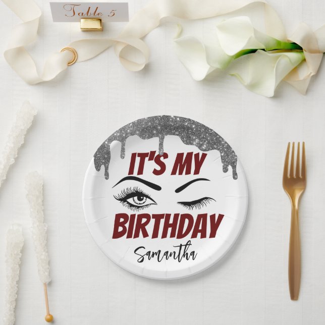 Glitter Cute Birthday 18th | 21st | 30th | 50th Paper Plate (Wedding)