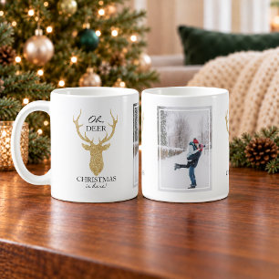 Glitter Deer Oh Deer Christmas is Here Coffee Mug