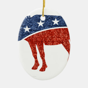 glitter democrat donkey ceramic tree decoration