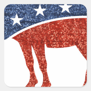 glitter democrat donkey square sticker