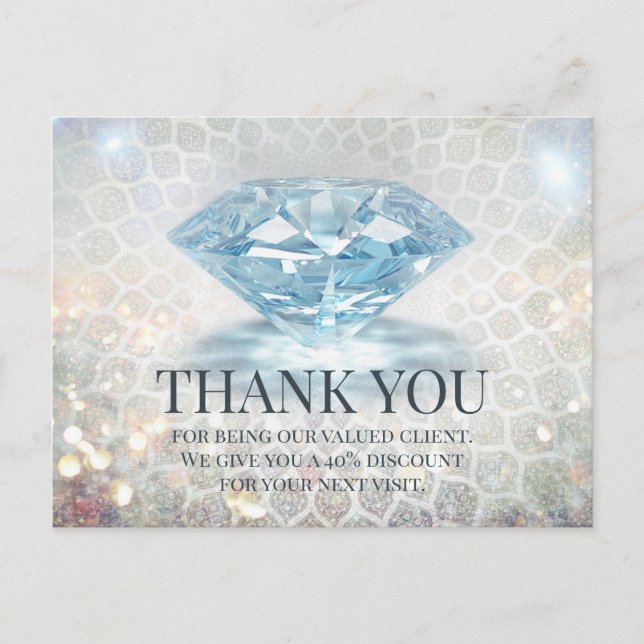 Glitter Diamond Gemstone Jewellery Designer Thank  Postcard (Front)