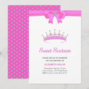 Glitter Diamond Tiara Sweet Sixteen Invitation