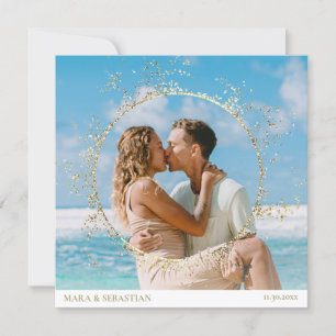 *~* Glitter DIY Couple PHOTO  RSVP QR  AR6 Wedding Invitation