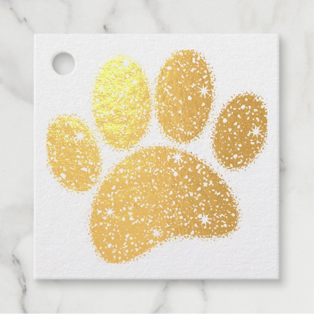 Glitter Dog Paw Print Favour Tags (Front)