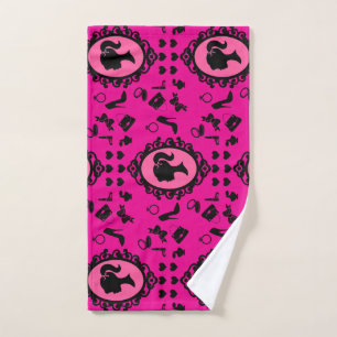 Glitter Doll Birthday Pink Glam Fashion Bath Towel Set