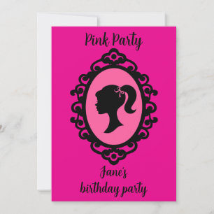 Glitter Doll Birthday Pink Glam Fashion  Invitation