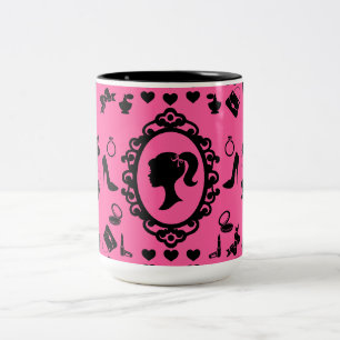 Glitter Doll Birthday Pink Glam Fashion Two-Tone Coffee Mug