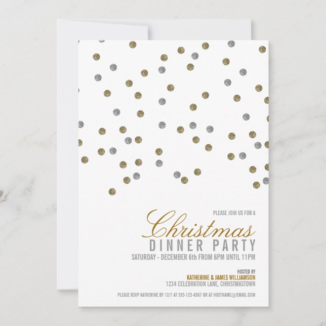Glitter Dots Christmas Party Invitation (Front)