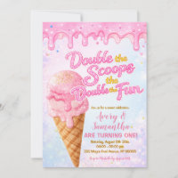 Glitter Double the Scoops Birthday Pastel Sparkle