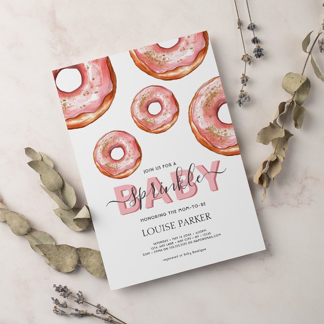 Glitter Doughnut Baby Sprinkle Girl Baby Shower Invitation (Creator Uploaded)