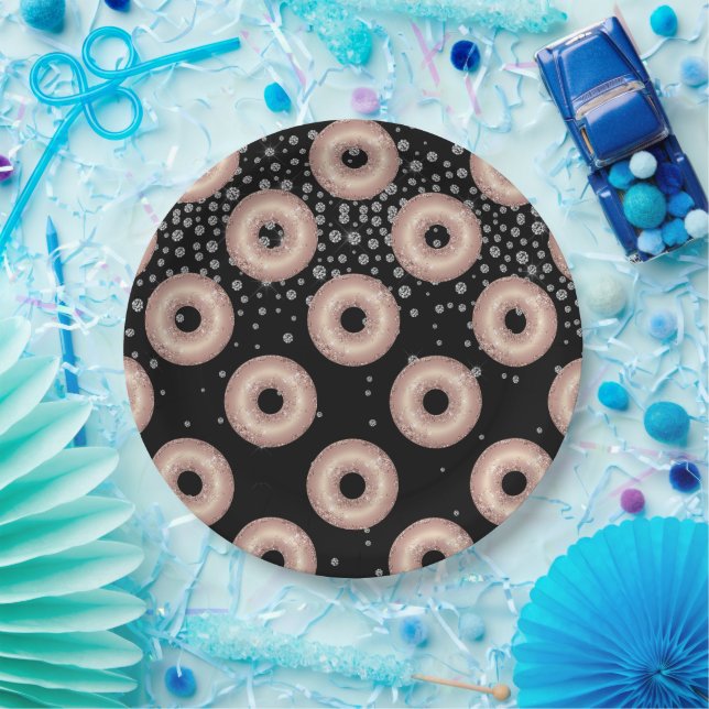 Glitter Doughnut Confetti Pattern Paper Plate (Party)