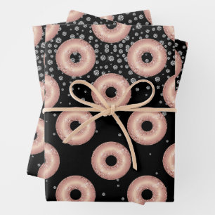 Glitter Doughnut Confetti Pattern Wrapping Paper Sheet