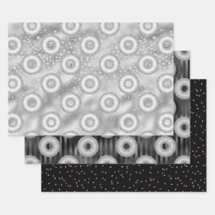 Glitter Doughnut Pattern Wrapping Paper Sheet