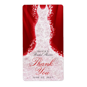 Glitter Dress on Red Thank You Custom Wine Label