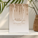 Glitter Drip 18th Birthday Gold Medium Gift Bag<br><div class="desc">This chic 18th birthday party gift bag features a sparkly gold faux glitter drip border and gold ombre background. Personalise it with her name in handwriting script,  along with her birthday and date below.</div>